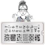 Moyou London Nail Stamping Plate Crazy Cat Lady 02