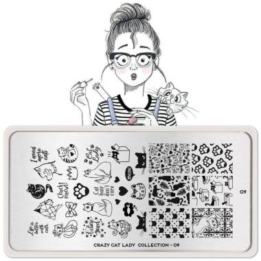 Moyou London Nail Stamping Plate Crazy Cat Lady 09