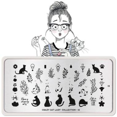 Moyou London Nail Stamping Plate Crazy Cat Lady 12