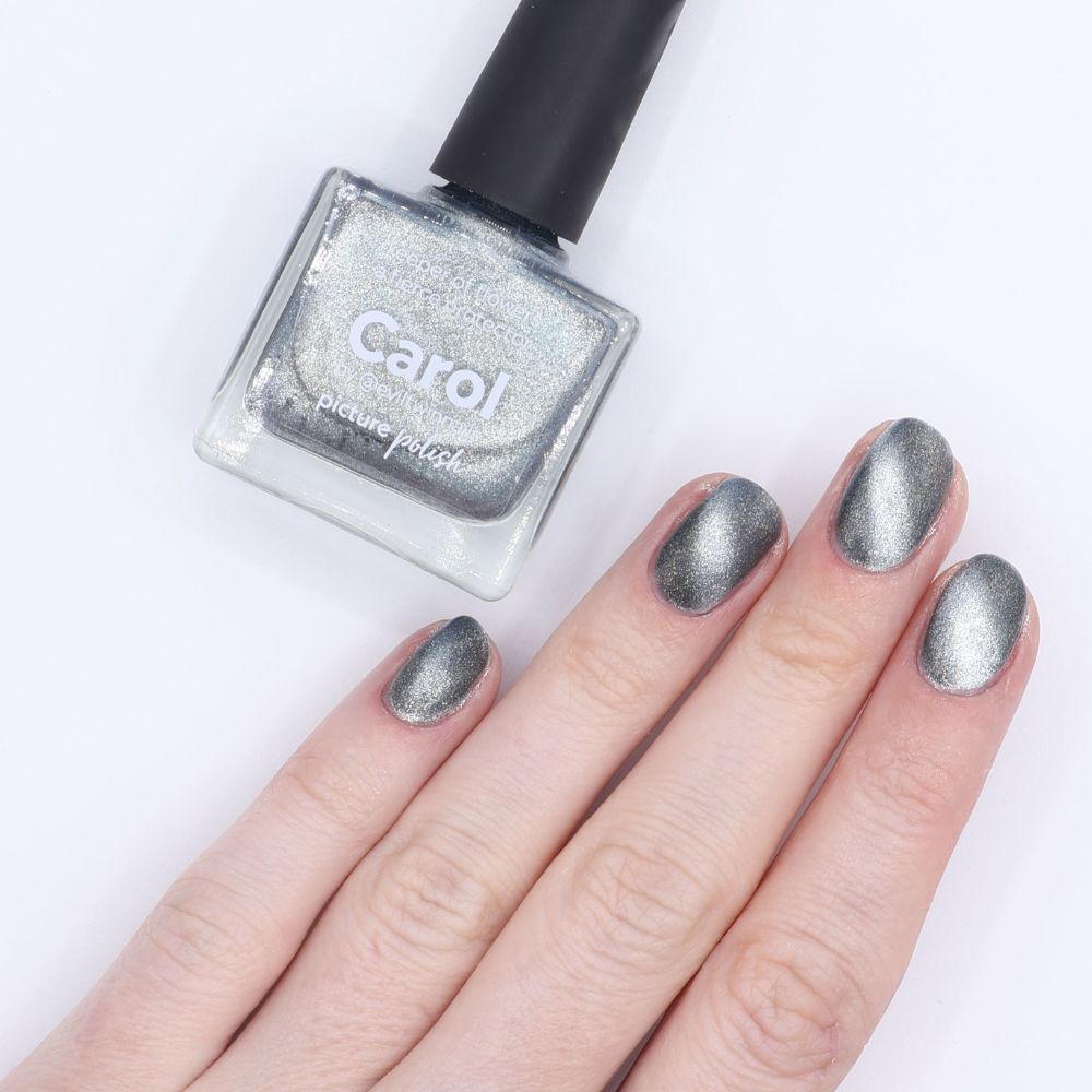 Silver Blue Magnetic Polish Swatch